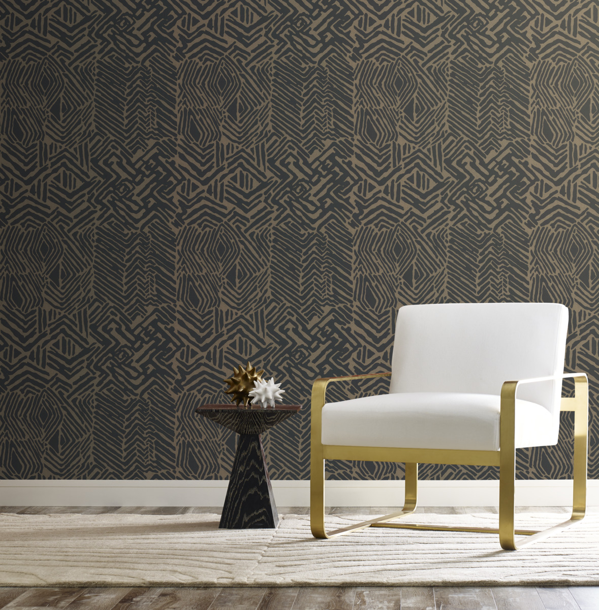 Обои Ronald Redding Handcrafted Naturals Tribal Print HC7551 фото в интерьере